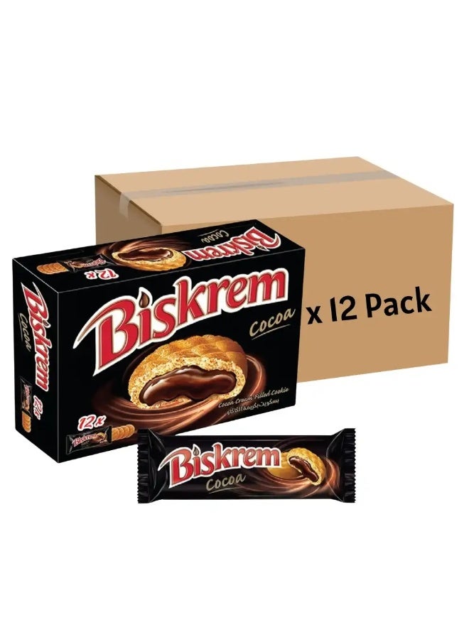 Ulker Biskrem Cocoa Cream Filled Cookies- 12 Box of 12X36gms Bulk Pack (Please Note That Delivery Will Be Done Within 2-4 Days)